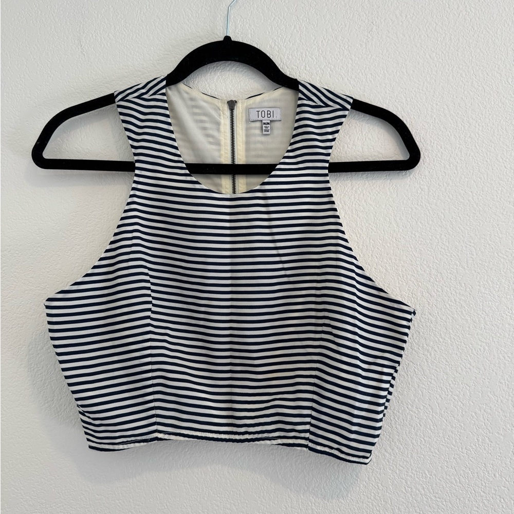 Tobi - Stripped Cropped Tank - Black and White - Size M